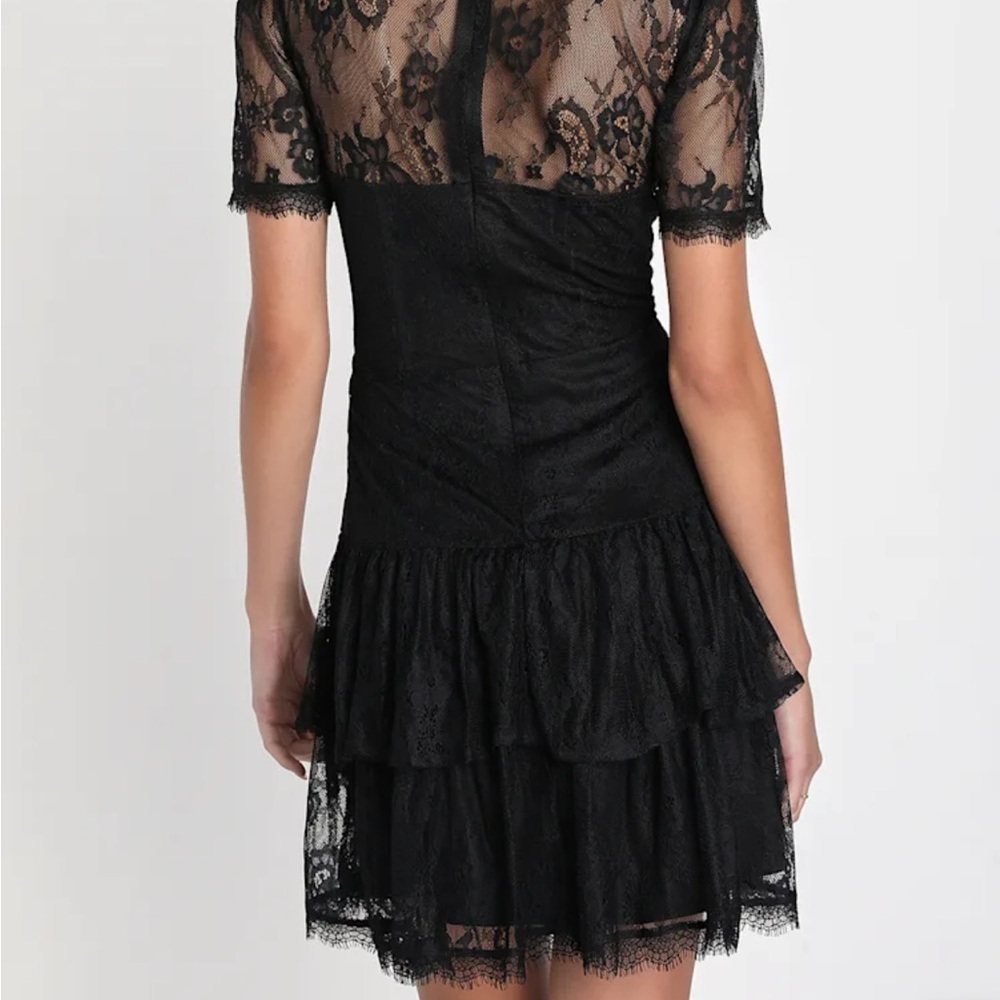 Lulus Sultry Essence black lace tiered bustier midi dress NWT XL - Picture 3 of 10